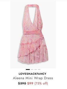 LoveShackFancy Pink Marble Halter Aleena Mini Dress